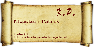 Klopstein Patrik névjegykártya